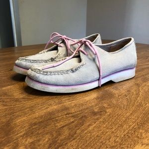 Sperry A/O Top Sider Boat shoe gray & pink.